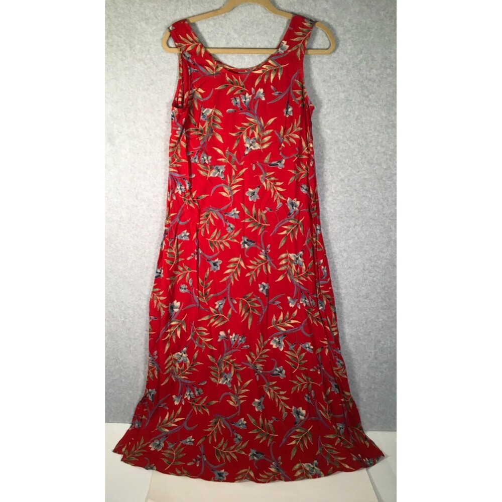 Vintage Rabbit Rabbit Rabbit Red Floral  Layered Lightweight Maxidress Size 10M